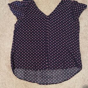 Fun 2 Fun Navy and Pink Patterned Blouse